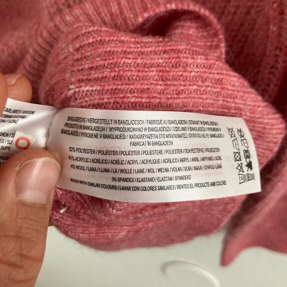 Pink Wool Blend Knit Sweater V Neck Oversized Boxy by Primark Cares Size Large - Picture 12 of 12
